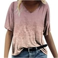 thumbnail image 1 of T-shirt Ample Décontracté à Col en V à Manches Courtes pour Femmes avec Imprimé, 1 of 5