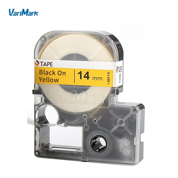VariMark Self-Adhesive Label Tape Self-Laminating Labels Replacement Label  Maker Black on Yellow 0.55 Inch(14mm)x27.9 Feet(8.5m) Waterproof and ...