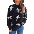 thumbnail image 2 of Ailaofu Women's Bow Sweatshirt Rhinestone Long Sleeve Crew Neck Loose Tops, 2 of 6