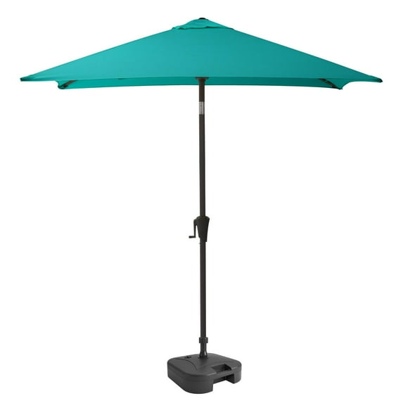 CorLiving 6.5ft x 6.5ft Square Durable Fabric Canopy Tilting Outdoor Umbrella with Steel Frame and Fillable Base