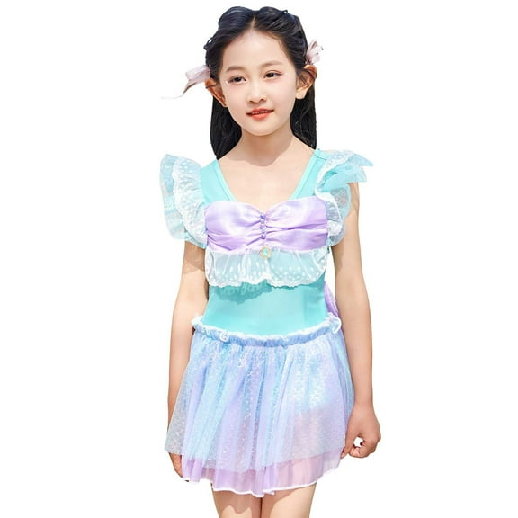 Hienoo Toddler Girls Ruffles Bowknot Swimwear Dress Upf 50  Bathing Suit Cute Swimsuit