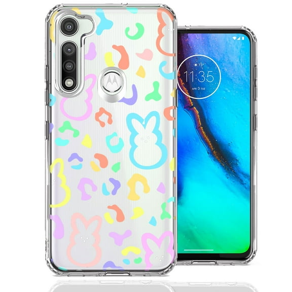 MUNDAZE for Motorola Moto G Fast Leopard Easter Bunny Candy Colorful Rainbow Double Layer Phone Case Cover