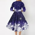 thumbnail image 4 of Wangmeiwg Christmas Dresses for Women Christmas Snowflake Print Long Casual Dress for Women with Round Neck and Half Sleeve Elegant Design L Dark Blue, 4 of 7