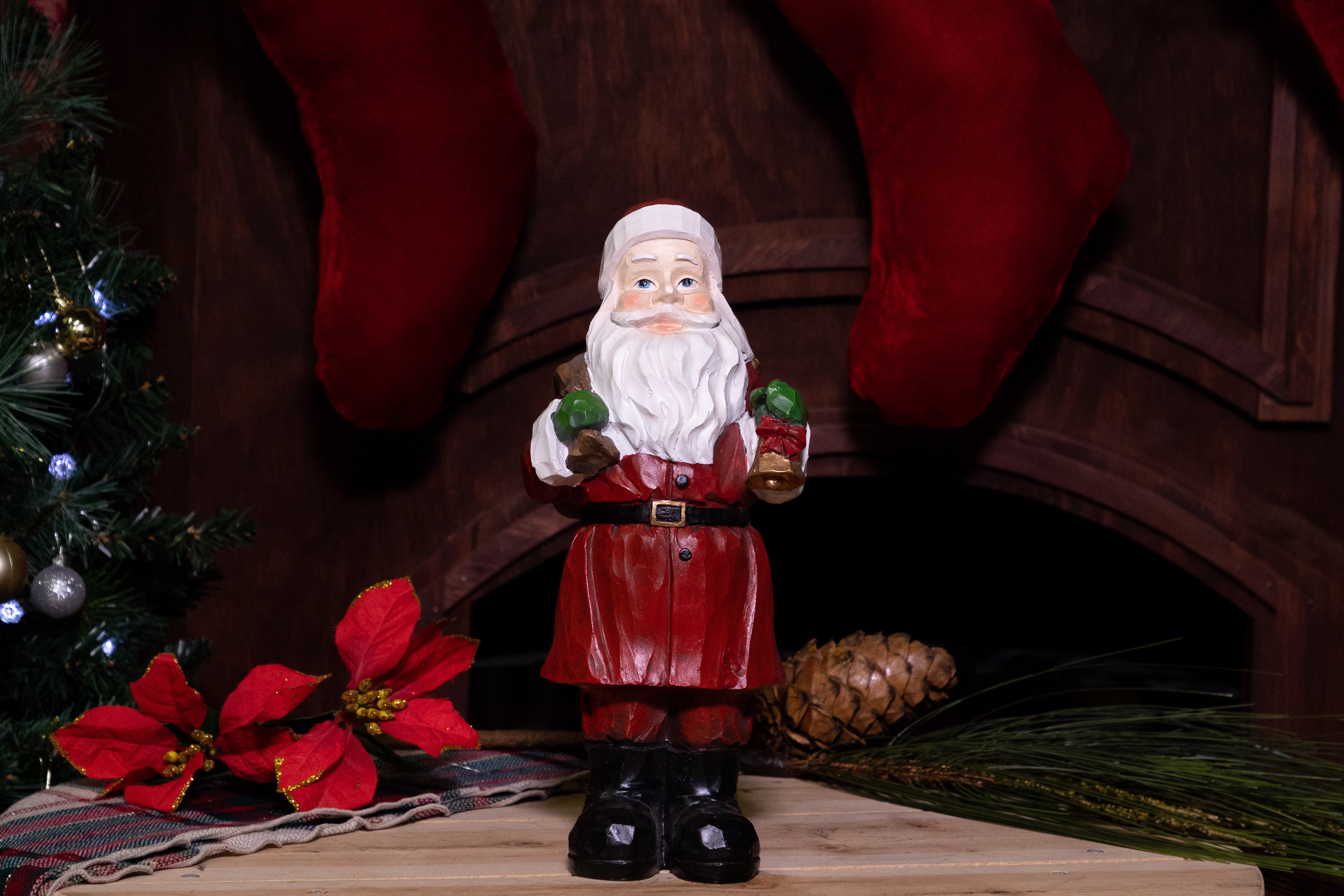 Alpine Santa Claus Christmas Statue, 12 Inch Tall