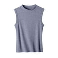 thumbnail image 4 of Womens Sleeveless Undershirt Round Neck Ribbed Camisole Base Layer Tank Tops, 4 of 8