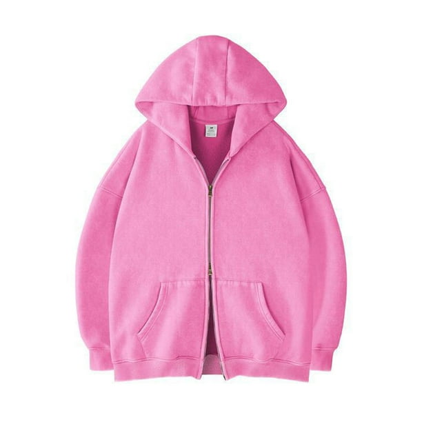 Dolkfu Sudadera con capucha de gran tamaño para hombres, sudadera con doble cremallera de corte holgado, chaqueta de manga larga de color sólido para hombres. M