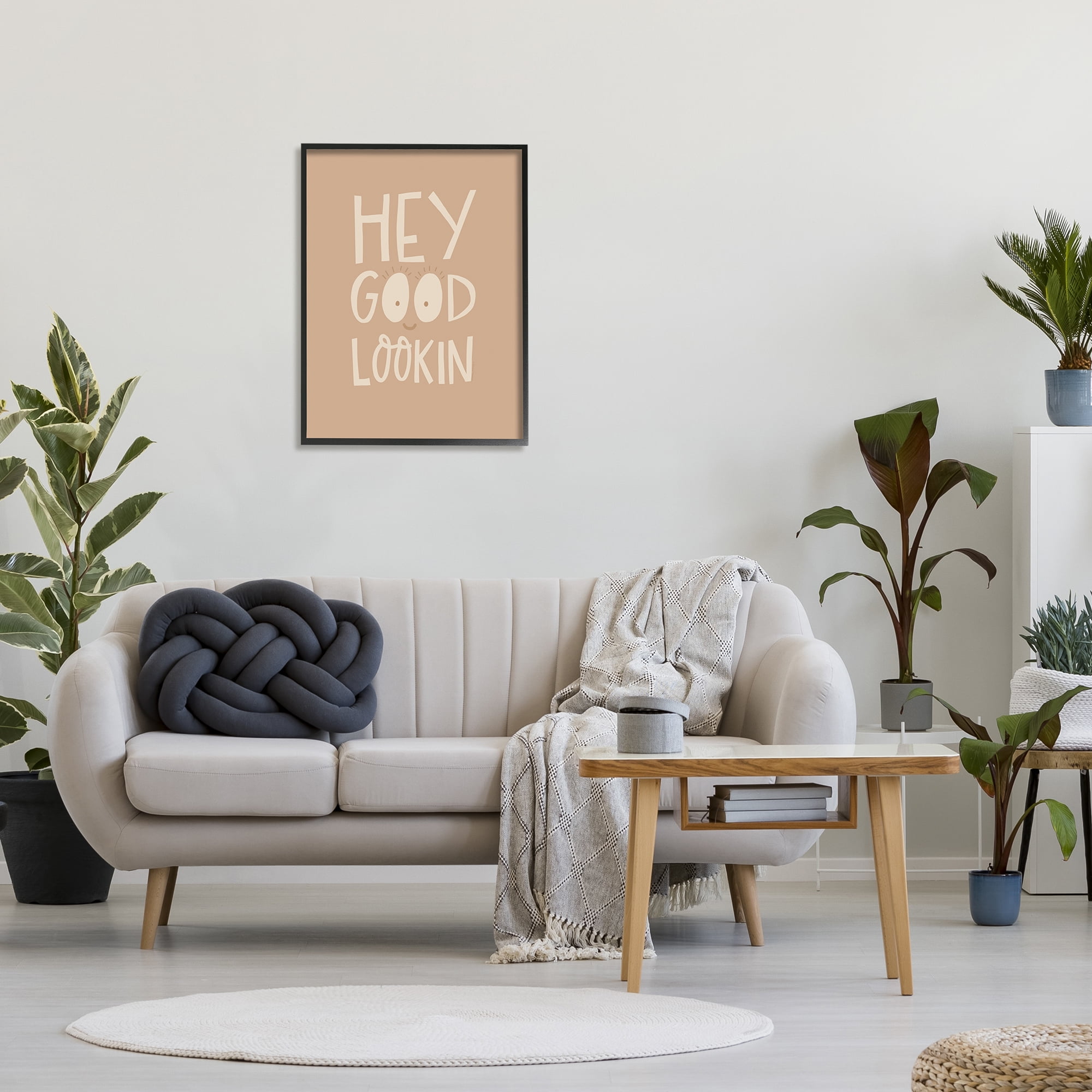 Stupell Industries Hey Good Lookin Phrase Inspirational Painting Black Framed Art Print Wall Art, 24 x 30