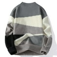 thumbnail image 3 of Aueoeo Vintage Sweater For Men Plus Size Cable Knit Crewneck Pullover Casual Long Sleeve Color Striped Sweater, 3 of 8