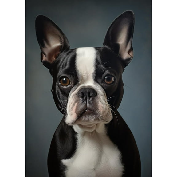 Boston Terrier Dog DIY 5D Diamond Art Paint with Full Drill Round Diamond Gems Painting by Number Kits for Adults Art Craft Home Wall Decor 11.8x15.8inch