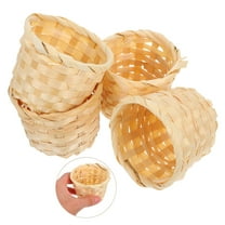 Worgeous Small Wooden Basket for Storage Use Light Brown Versatile Mini Woven Basket 6pcs