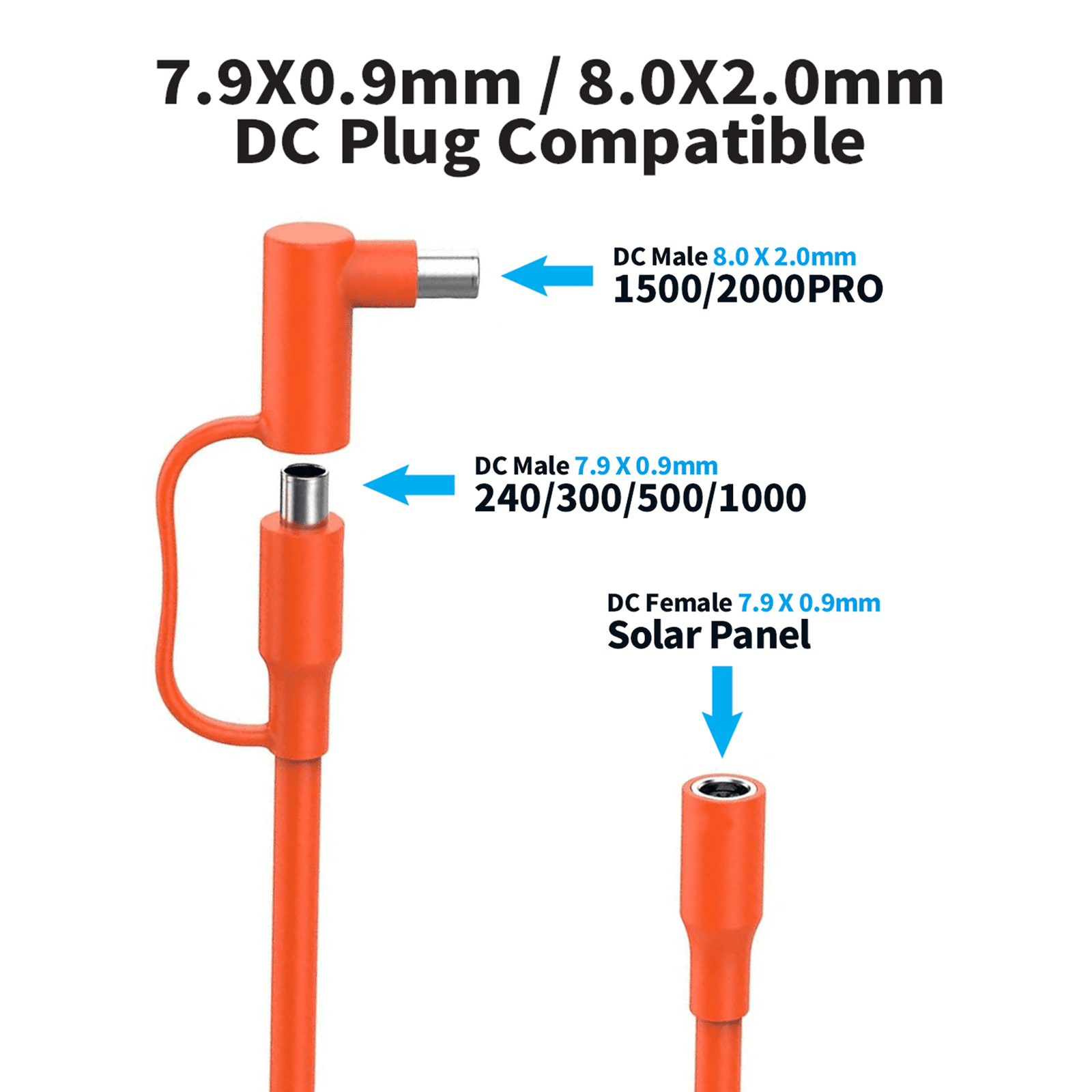 Tonton 20FT 6M Orange DC7909 Extension Cable for Solar Panel Compatible with GZ Yeti Aker Jackery
