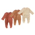 thumbnail image 3 of Newborn Baby Girl Pajamas Footed Pjs Sleeper Ruffle Romper Jumpsuit Fall Knitted Outfits Clothes Beige 0-3 Months, 3 of 8
