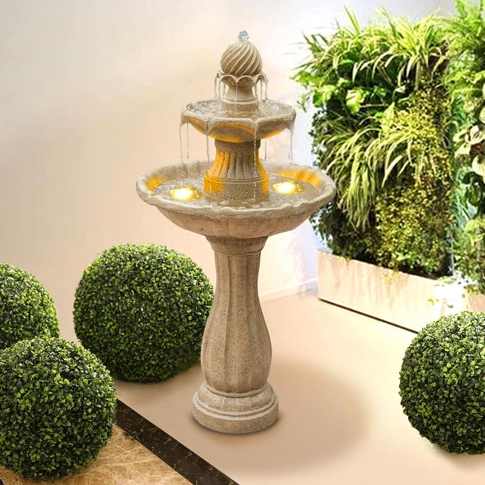 Outdoor Floor Water Fountain 48" High Three Tiered for Yard Garden