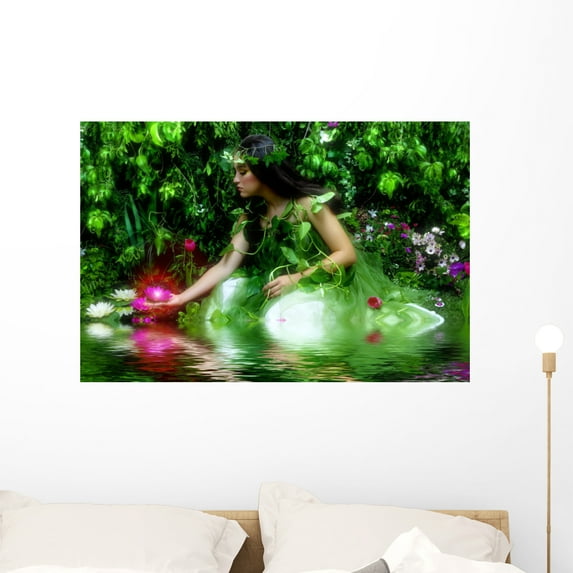 Enchanted Gardennight Time Misty Wall Mural Decal Sticker, Wallmonkeys Peel & Stick Vinyl Graphic (36 in W x 24 in H