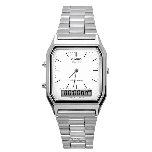 Casio Reloj Unisex Vintage con Alarma de Doble Horario, Analógico, Digital y de Cuarzo (AQ-230A-7DMQ)
