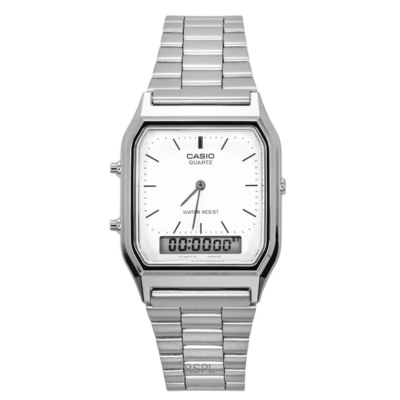 Casio Reloj Unisex Vintage con Alarma de Doble Horario, Analógico, Digital y de Cuarzo (AQ-230A-7DMQ)