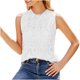 thumbnail image 1 of Camiseta sin mangas de cuello redondo de Color sólido de verano para mujer, camiseta de encaje hueco Pompotops lopia994787, 1 of 9