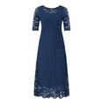 thumbnail image 5 of Casual Dresses for Women Neckline Cocktail Party Floral Lace Flowy Plus Size Dress Dark Blue Beach Long Outfits XXL, 5 of 9