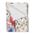 thumbnail image 2 of Parrot Soft Flannel Fleece Throw Blanket, Pastel Colored Parrots Iris and Roses on Berry Background Retro Inspired Romantic, Cozy Plush for Indoor and Outdoor Use, 50" x 70", Multicolor, by Ambesonne, 2 of 5