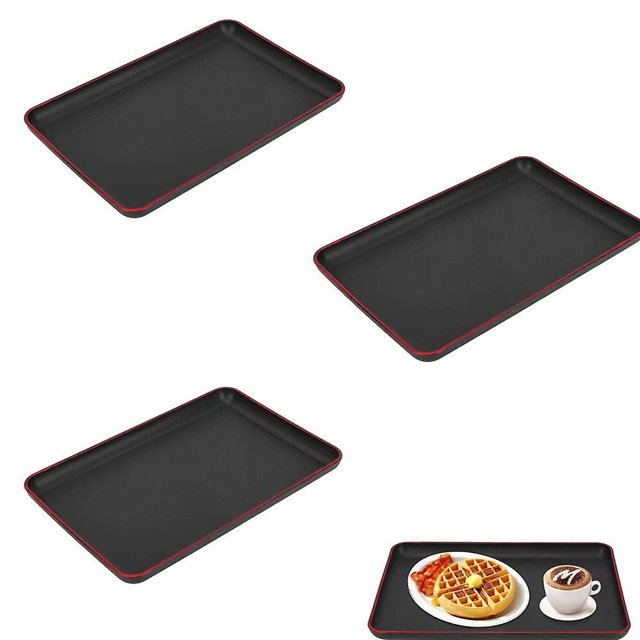 Bandeja rectangular de plástico para servir, bandeja antideslizante para servir comida para restaurante, hogar, hotel, 38*24,4 cm, 3 uds.