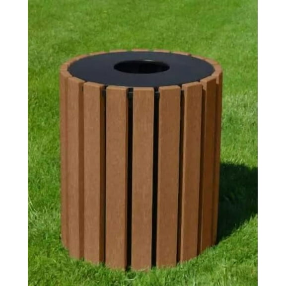 Sturdy Essentials 33 Gallon Outdoor Trash Receptacle – Durable, Weatherproof, UV-Protected Waste Bin with Rigid Liner – Heavy-Duty Commercial Trash Can for Parks, Offices & Public Spaces - Cedar