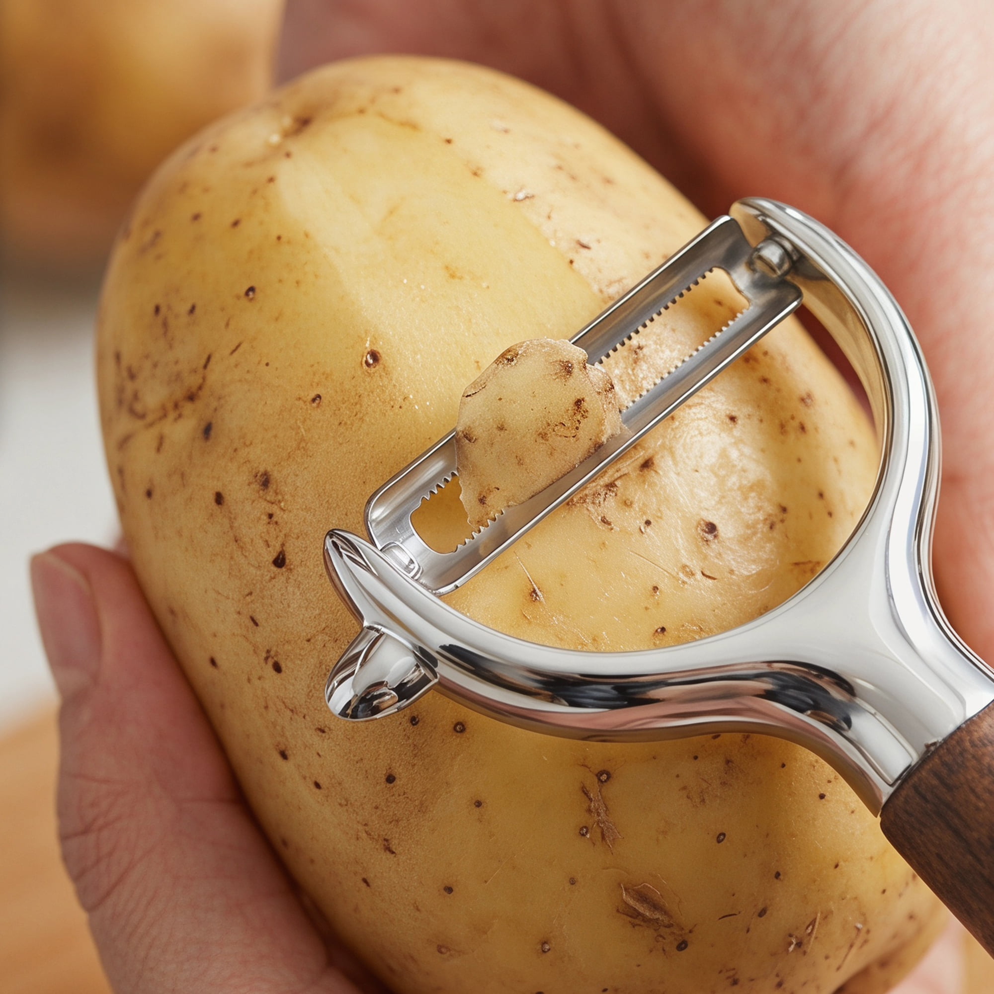 Unique Bargains Stainless Steel Ergonomic Peeler with Hang Handle Brown-1 6.6" x 2.8"