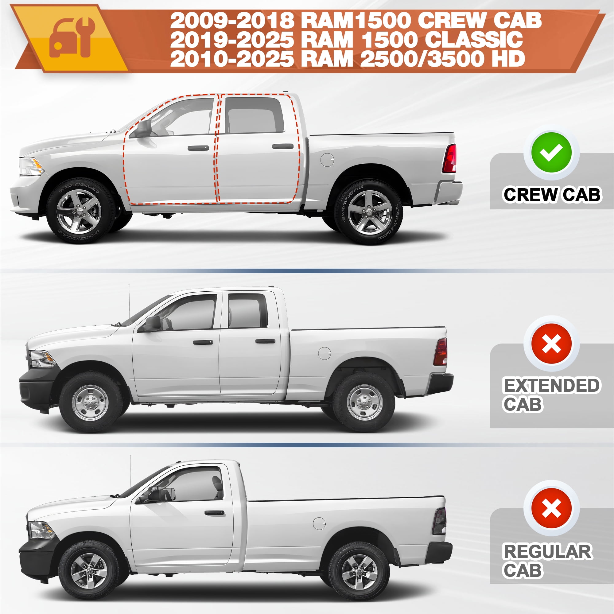 POFENZE Running Boards Side Steps Compatible with 2009-2018 Dodge Ram 1500 (Including 2019-2025 Classic), 2010-2025 Ram 2500/3500 Crew Cab Black Nerf Bars