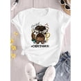 thumbnail image 2 of Camiseta Básica para Mujer Verano TranspirableCartoon & Letter Print Comfy T-Shirt, Round Neck Short Sleeve Sports Tee, Women's ActivewearFather's Day, Mother's Day, New Year, Spring Festival, Valen, 2 of 7