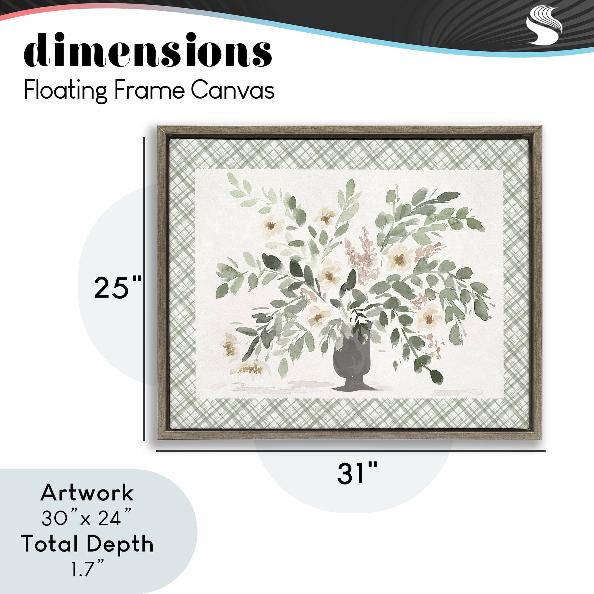 Stupell Industries Springtime Bouquet on Plaid Brown Framed Floater Canvas Wall Art, design by Lucille Price