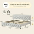 thumbnail image 6 of 4 EVER WINNER King Size Upholstered Bed with Diamond Headboard and Footboard, White, 6 of 6