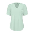 thumbnail image 4 of T Shirts For Women Womens Tops V Neck Tops Puff Short Sleeve T Shirt Pleated Floral Printed Tunic Blouse Shirts, 4 of 7