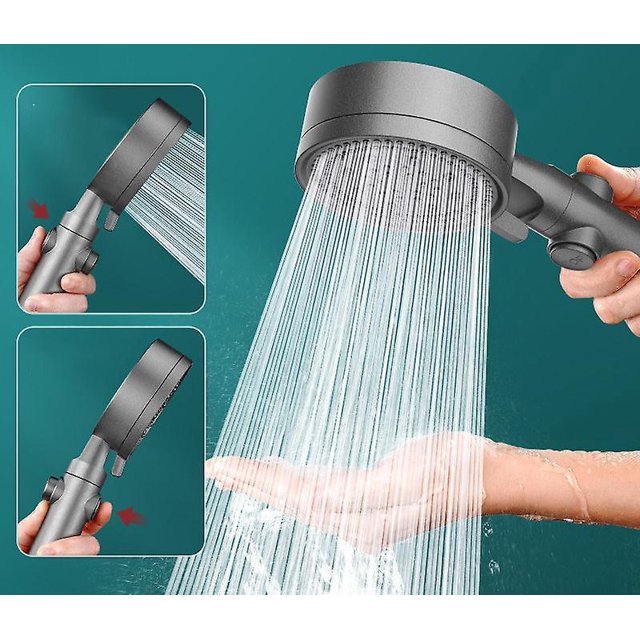 Ducha de ahorro de agua de 5 modos, color negro, 1 pieza, ducha ajustable, parada de un toque, baño de alta presión universal