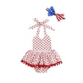 thumbnail image 4 of Canrulo Newborn Baby Girl 4th of July Outfits Striped Bodysuit Romper Dress Set Sunsuit, 4 of 6