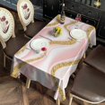 thumbnail image 2 of Pink Marble Gold Wave Pattern Rectangle Tablecloth 60"x102",Waterproof Polyester Rectangle Table Cloth, Wipeable Spillproof Polyester Tablecloth for Dining, Camping, Indoor and Outdoor, 2 of 6