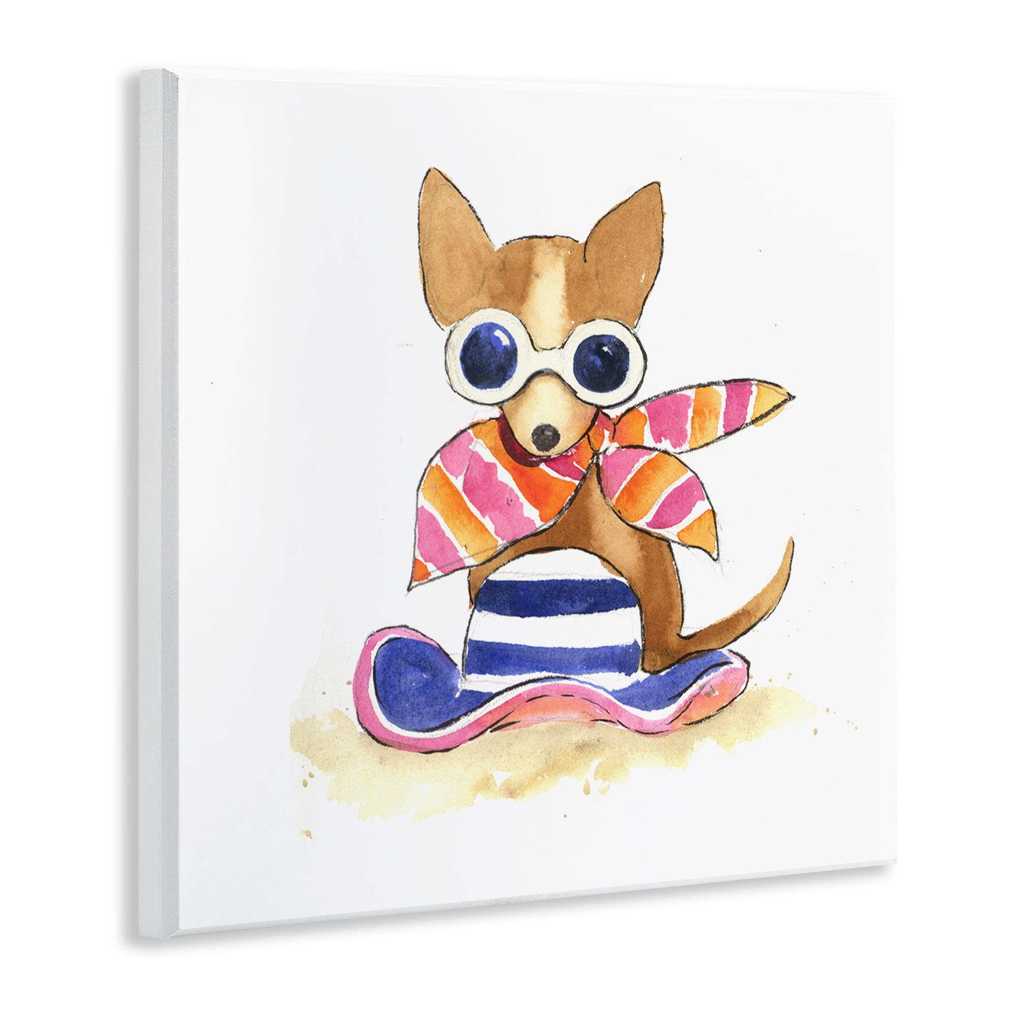Stupell Industries Sandy Dog on Beach Animals Painting Unframed Art Print Wall Art, 12 x 12