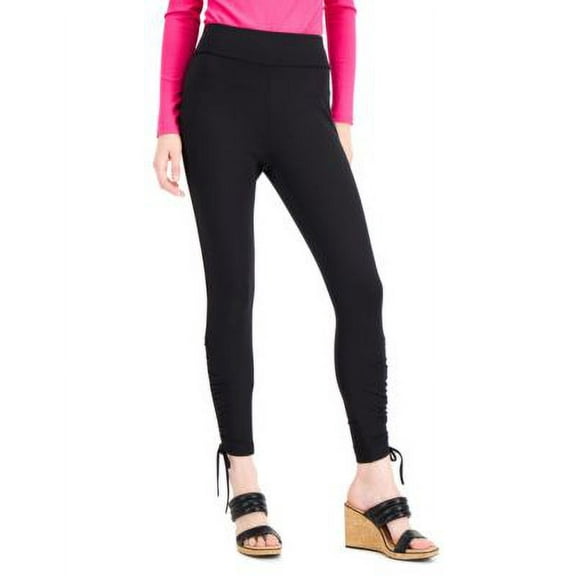 MSRP $70 Inc International Concepts Ruched-Side Skinny Leggings Black Size Small