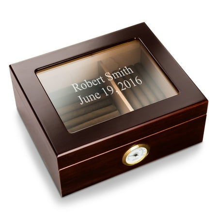 - Personalized Trinidad Glass Top Mahogany Humidor