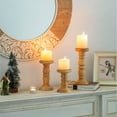 thumbnail image 4 of Hanobe Wood Candle Holders for PIllar Candles Farmhouse Brown Candlestick Holders for Fireplace Decor Set of 3, 4 of 7