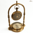 thumbnail image 5 of Antique Brass Table Clock with Compass Base | Vintage Nautical Maritime Desk Decor | Collectible Brass Clock for Home & Office, 5 of 7