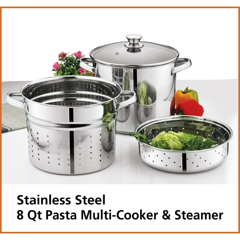 Mainstays Stainless Steel 8 Quart Multi Cooker with Glass Lid Walmart