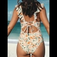 thumbnail image 4 of Traje de Baño de una Pieza con Volantes para Mujer, Cuello en V, Cordones, Color S, 4 of 6