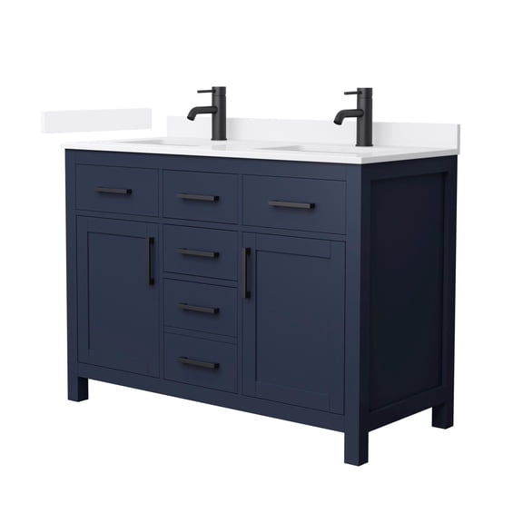 Wyndham Collection Wcg2424-48D-Qtz-Unsmxx Beckett 48" Free Standing Double Basin Vanity