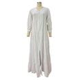 thumbnail image 5 of Miluxas Women's Long Sleeve Button Down Maxi Dress Loose Fit Cotton Linen Maxi Shirt Dress Casual Boho Beach Vacation Dress White, 5 of 7