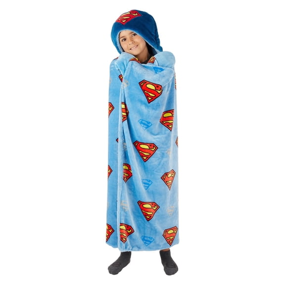 Kids’ Plush Hooded Throw with Faux Fur Lining, 40" x 50" (Superman)