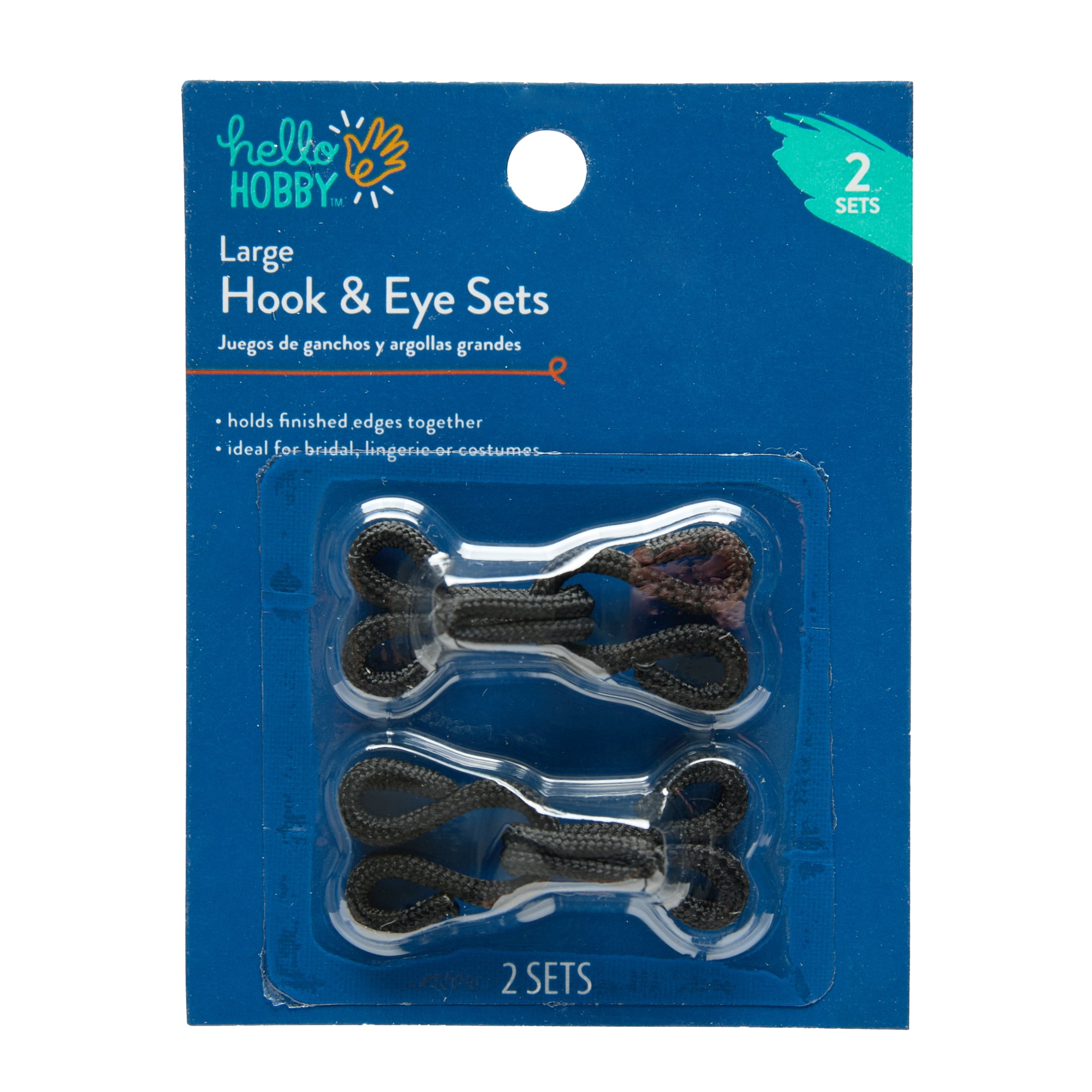 Hello Hobby Hook+eye Lrg Blk