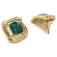 thumbnail image 4 of Estele Brass Metal 24Kt Gold Plated Green Enamel Stud Earrings For Women (Gold), 4 of 4