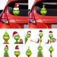 thumbnail image 1 of Decoración navideña del Grinch de Hanety, 1 pieza de pegatinas navideñas, decoración navideña, pegatina de pelo verde, calcomanía para ventana de camión, el mejor regalo de Navidad., 1 of 3