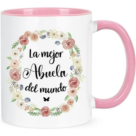 Gifts for Grandma - Best Grandma Ever Mugs, Abuela Gifts In Spanish, Mothers Day Gifts, Christmas Gifts, Birthday Gifts, Futtumy White Pink 11 fl oz Coffee Mugs Ceramic Mug Tea Cup