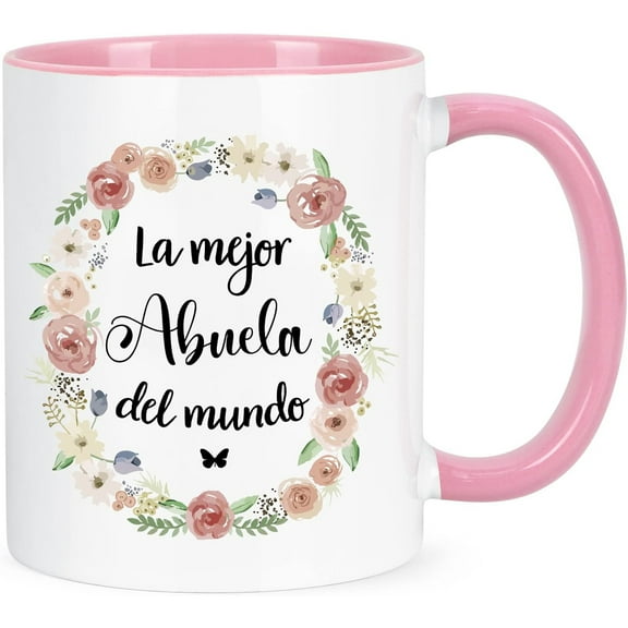 Gifts for Grandma - Best Grandma Ever Mugs, Abuela Gifts In Spanish, Mothers Day Gifts, Christmas Gifts, Birthday Gifts, Futtumy White Pink 11 fl oz Coffee Mugs Ceramic Mug Tea Cup