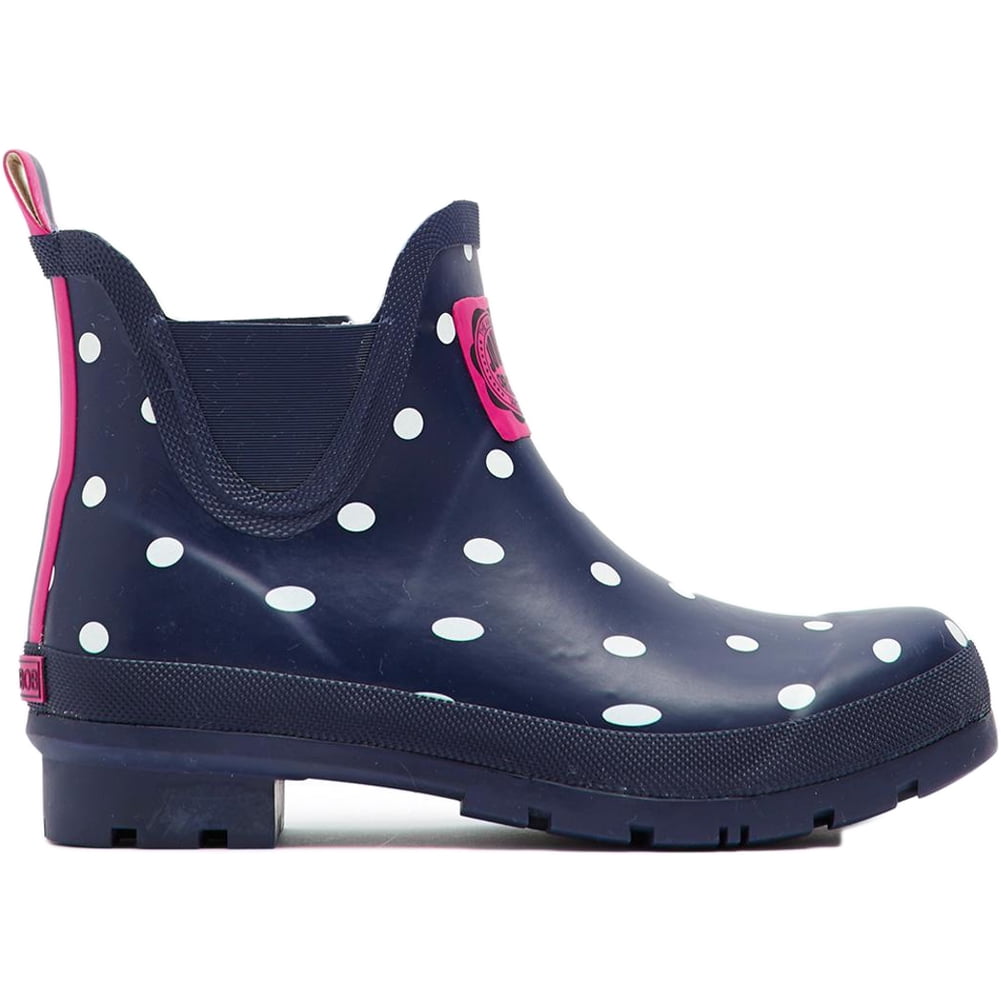 Joules Women's Wellibob Short Rain Boots Navy Rubber Textile 10 M
